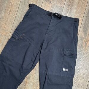 Prana Vintage Climbing Cargo Pants Mens Black Nylon Belted Size Medium